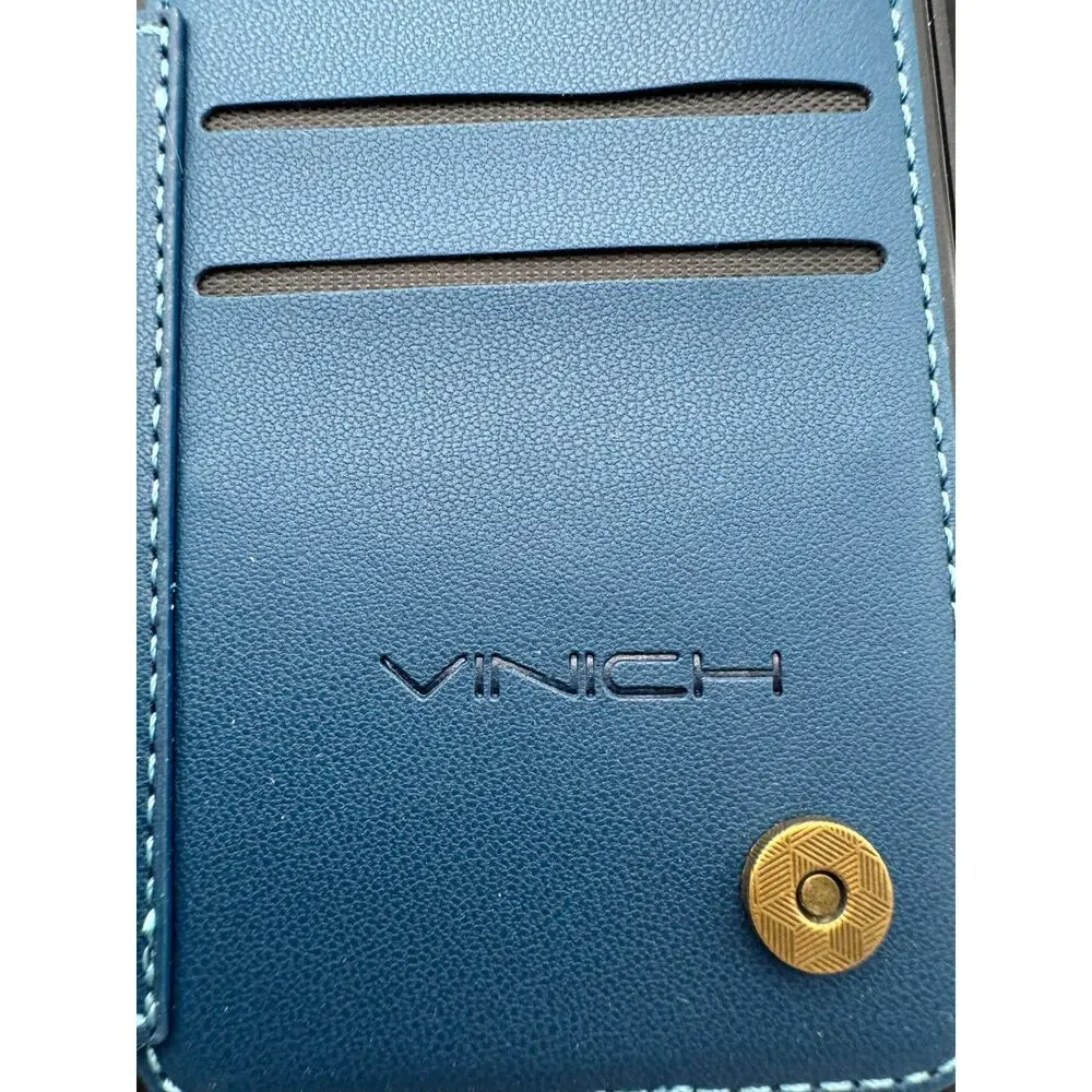 Lot of 4 iphone 15 Pro Max Wallet Magnetic Case Blue Faux Leather Folio-Style